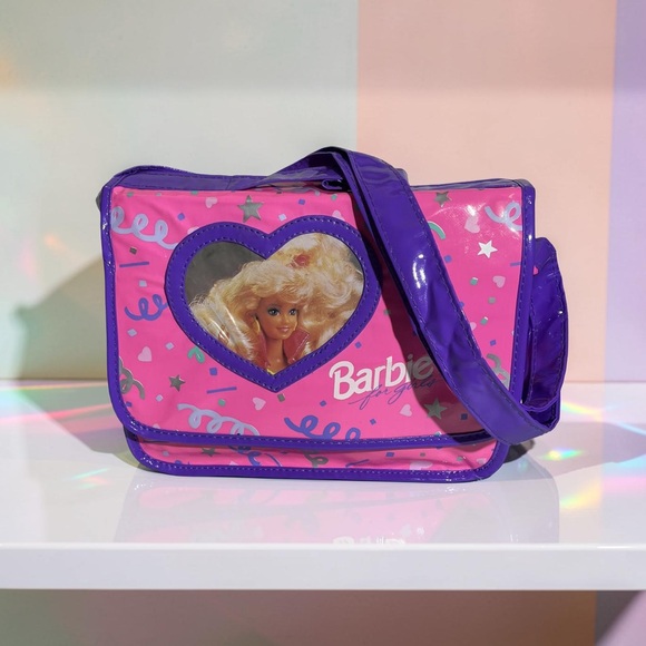 Mattel Handbags - Barbie Pyramid Messenger Bag Mattel VINTAGE Circa 1991 Pink Vinyl Purse